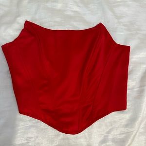 Red corset top.